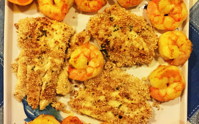 Peixe com gergelim grelhado