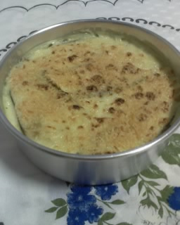 Berinjela com carne moída e bacon