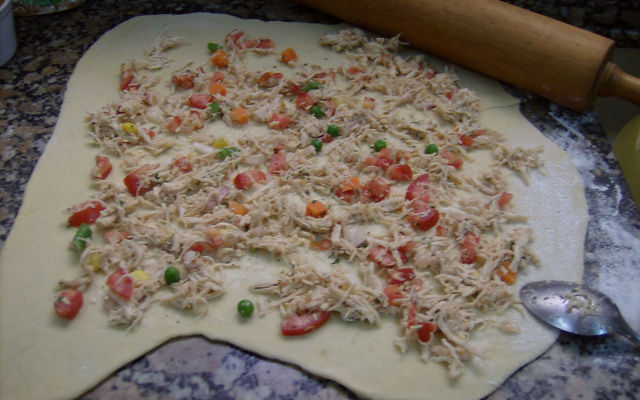 Baguetes recheado de frango com legumes