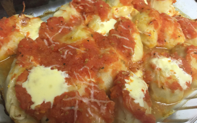 Nhoque recheado com frango e catupiry