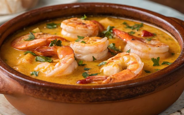 Moqueca de camarão tradicional com tempero no ponto certo