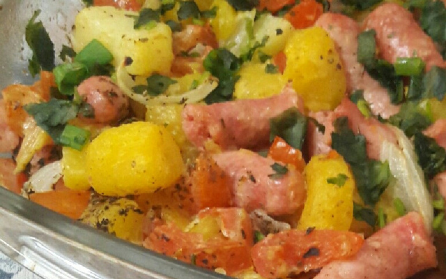 linguiça de frango ao forno