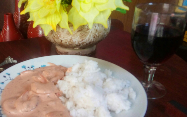 Estrogonofe de camarão