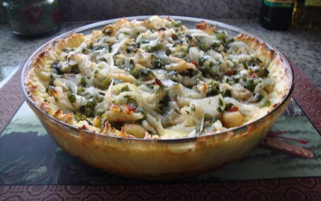 Torta de batata com bacalhau