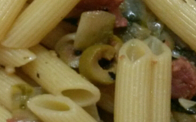 Macarrão com escarola para João Victor