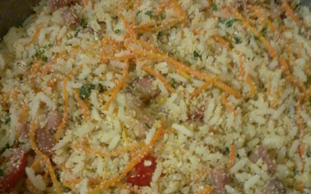 Arroz farofa divino para churrasco