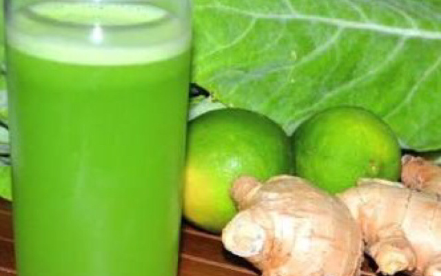 Suco de couve com laranja e gengibre