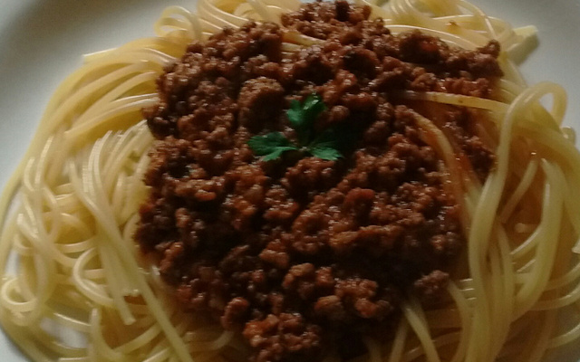 Macarrão com molho à bolonhesa vegetariano