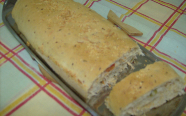 Baguetes recheado de frango com legumes