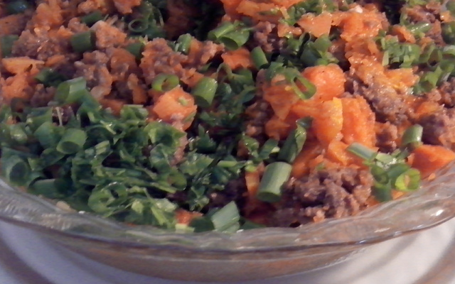 Carne com abobrinha no micro-ondas