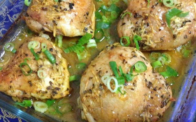 Coxa de frango assada na cerveja