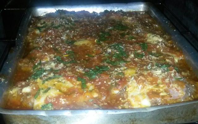 Bife à parmegiana de carne moída