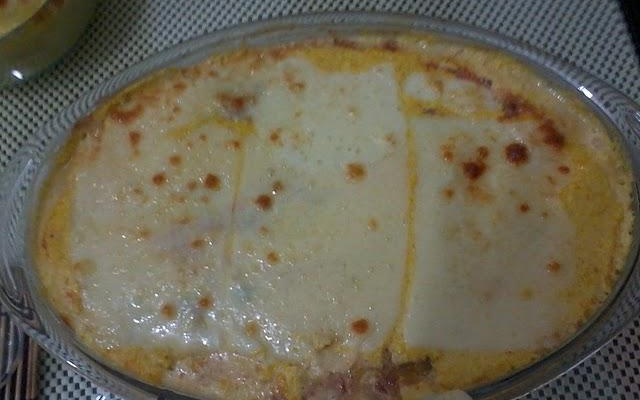 Fíle peixe com creme de milho