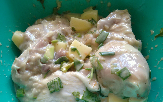 Frango assado com maionese simples