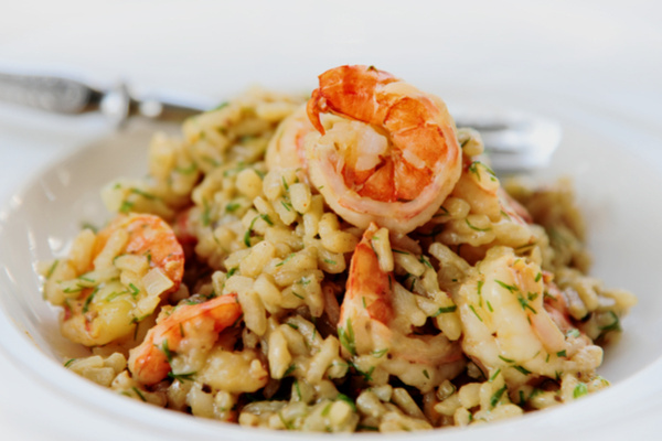 Risoto de camarão e lula