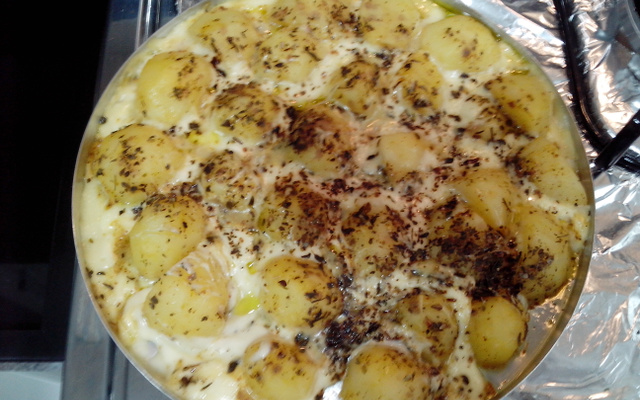 Batatas assadas ao molho mostarda