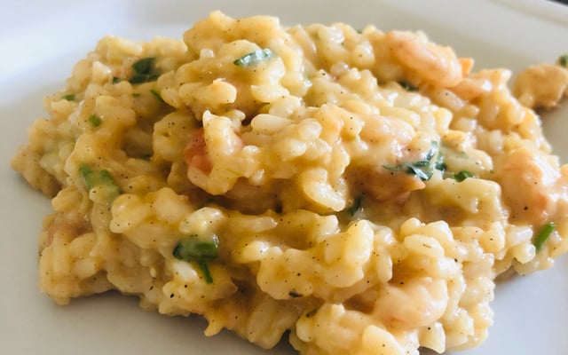 Risoto de camarão sem frescura