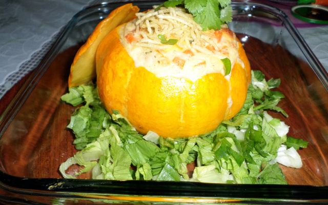 Moranga recheada com arroz e catupiry