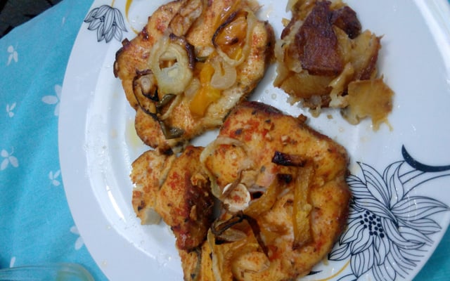 Cação ao forno com batatas