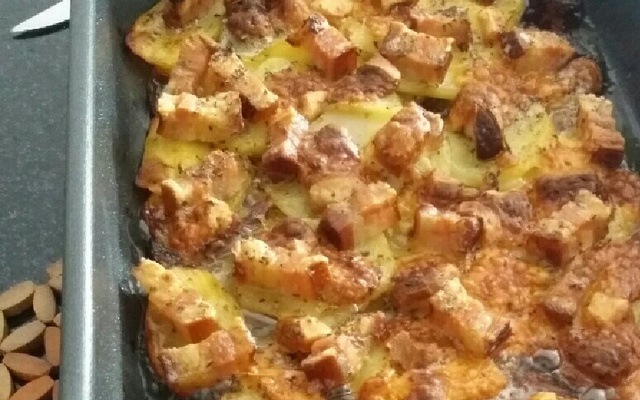 Batatas gratinadas com bacon