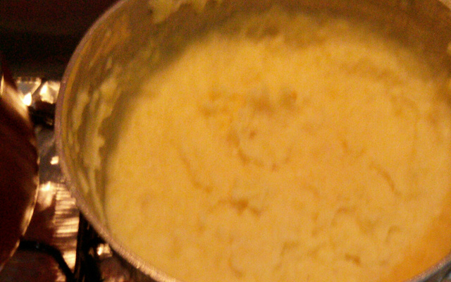 Purê de batatas para cachorro quente