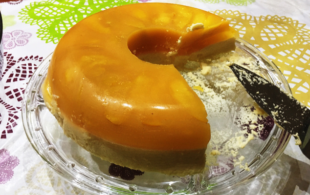 Sobremesa deliciosa de pêssego