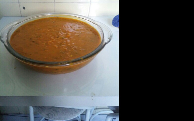 Caldo de abóbora e frango