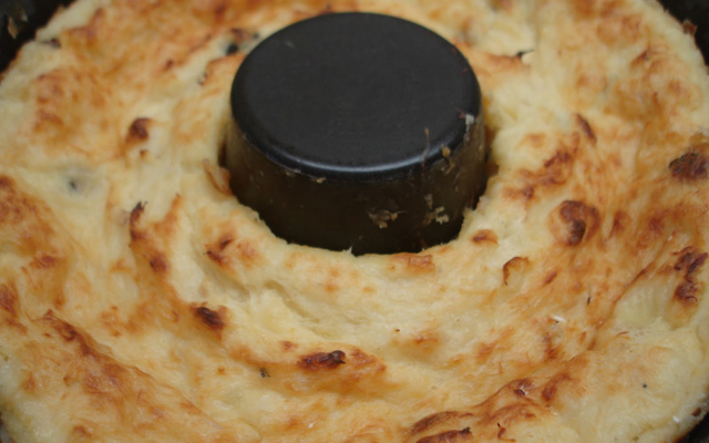 Pudim de bacalhau com pimenta biquinho