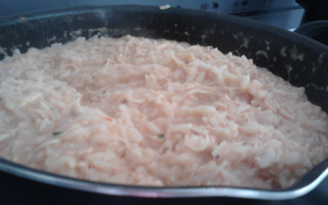 Risoto de frango com creme de leite