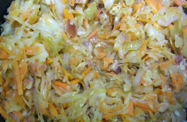 Repolho refogado com bacon