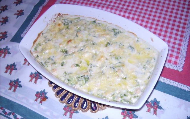 Frango cremoso com alho poró