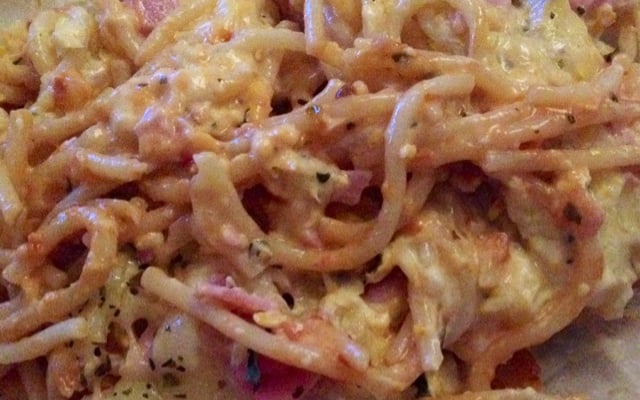 Macarrão de forno com creme de milho