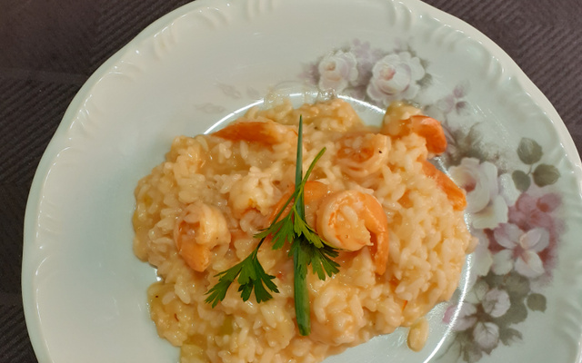 Risoto de camarão com queijo canastra