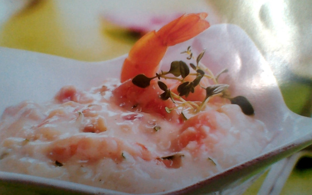 Camarão cremoso com queijo