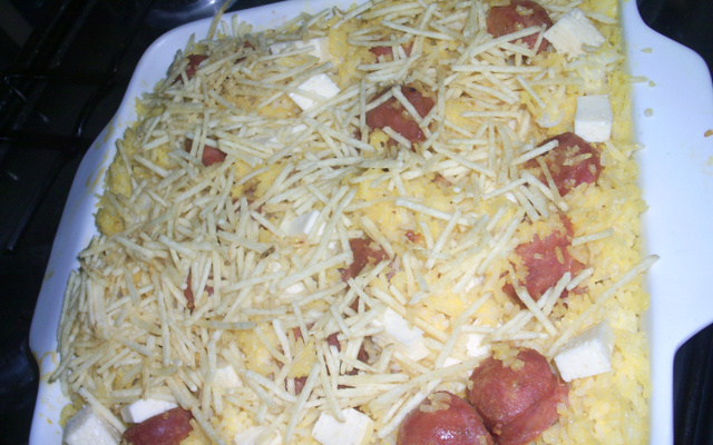 Arroz de forno com linguiça