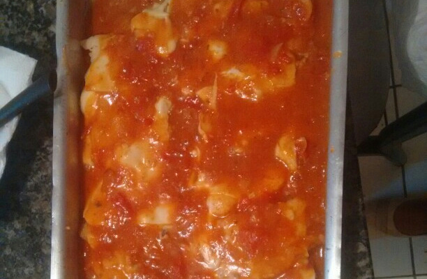 Filé à parmegiana de merluza