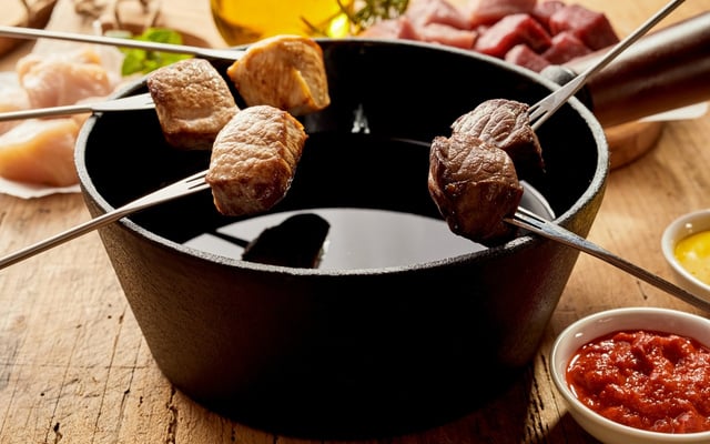Fondue de carne saudável - sem óleo.