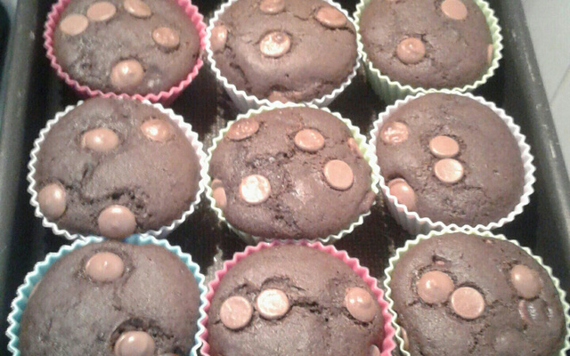 Muffins de baunilha e chocolate