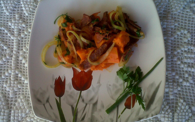 Lascas de carne seca com abóbora