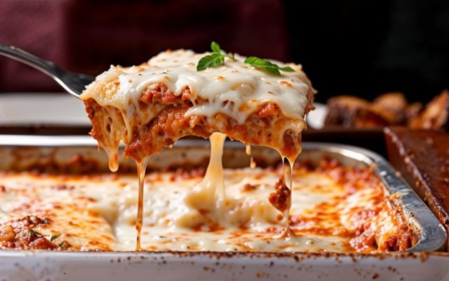 Lasanha de carne e molho branco