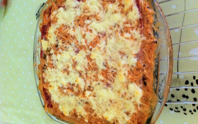 Lasanha de beringela com quijo branco