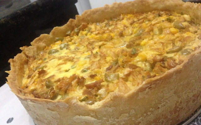 Quiche de frango com palmito