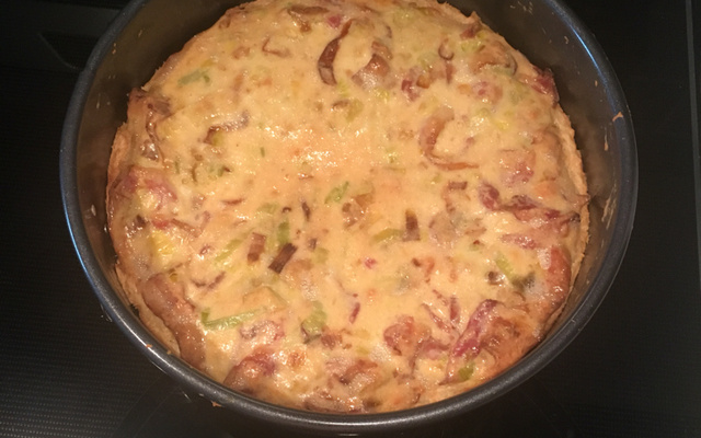 Quiche de alho poró com bacon