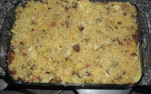 Arroz com linguiça e bacon