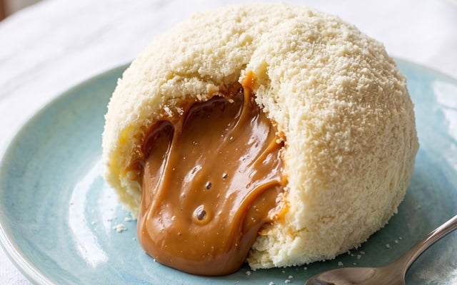 Bomba de leite em pó com doce de leite fit