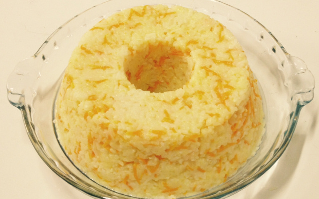 Arroz com queijo e cenoura