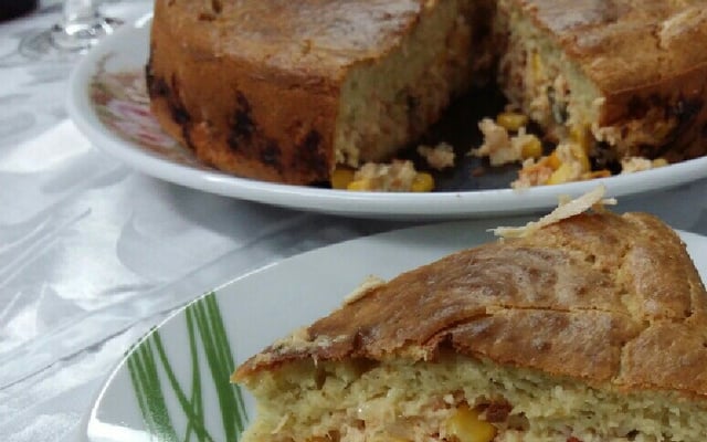 Torta de frango milho e requeijão