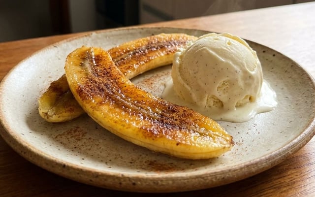 Banana assada na air fryer com canela e açúcar