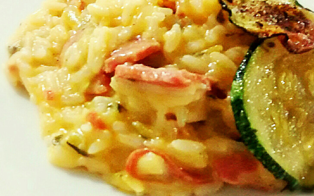 Risoto de abobrinha com linguiça defumada