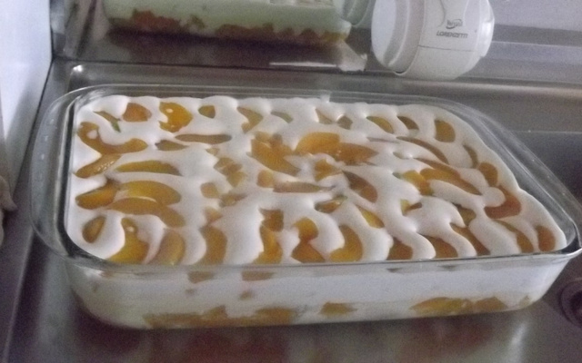 Gelado de pêssego delicioso
